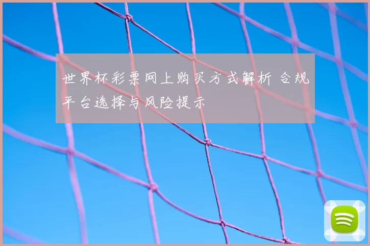 世界杯彩票网上购买方式解析 合规平台选择与风险提示