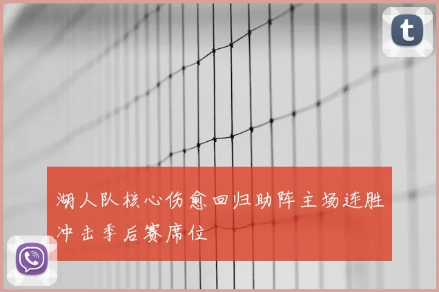 湖人队核心伤愈回归助阵主场连胜冲击季后赛席位